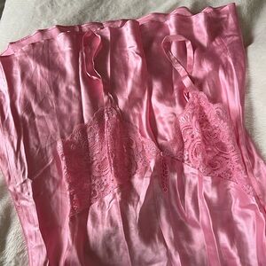 Valentino Pink Silk + Lace Chemise Dress